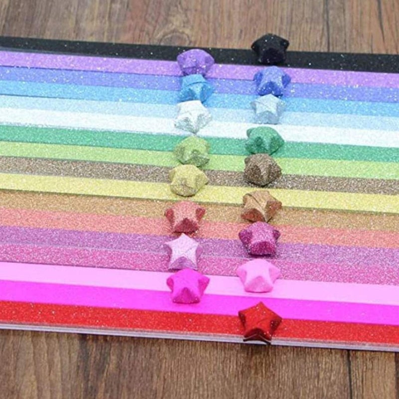 HYSTYLE Origami Stars Papers Package DIY Paper Glitter Origami Stars, 400 Sheets, 20 Colors (20 Glitter Colors) - Image 5